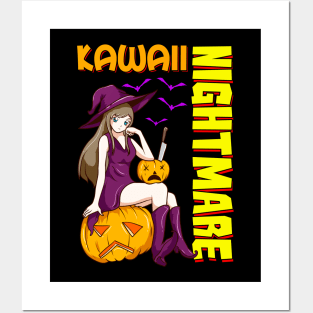 Kawaii Nightmare Halloween Anime Princess Witch Posters and Art